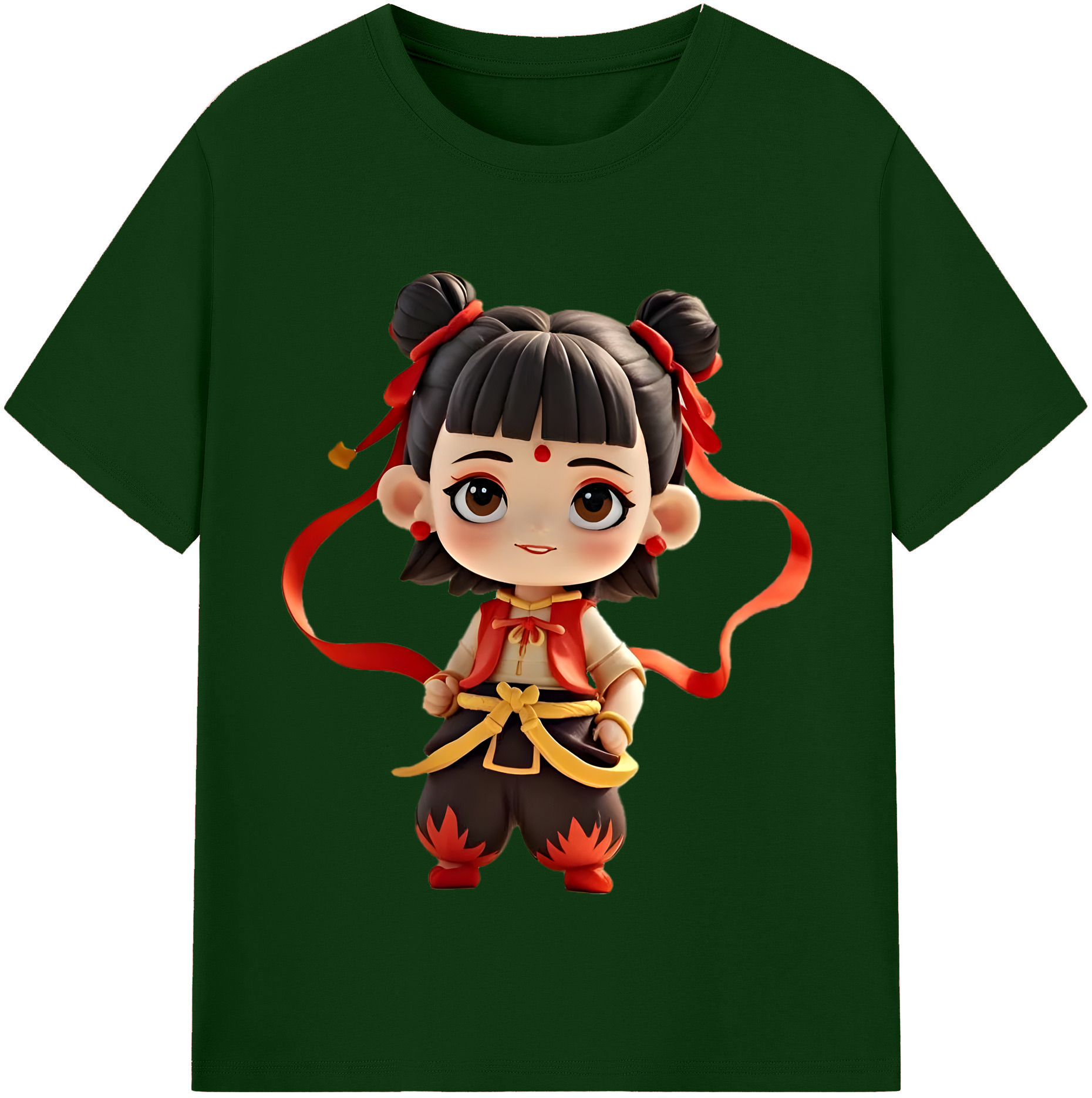 （画像用） Ne Zha 2 ナタ 魔童の大暴れ 綿100％半袖Tシャツ（フロントプリント）